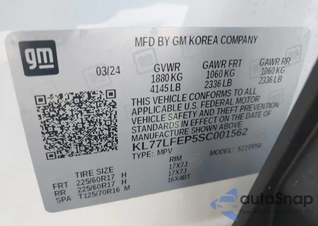 KL77LFEP5SC001562: 43380043