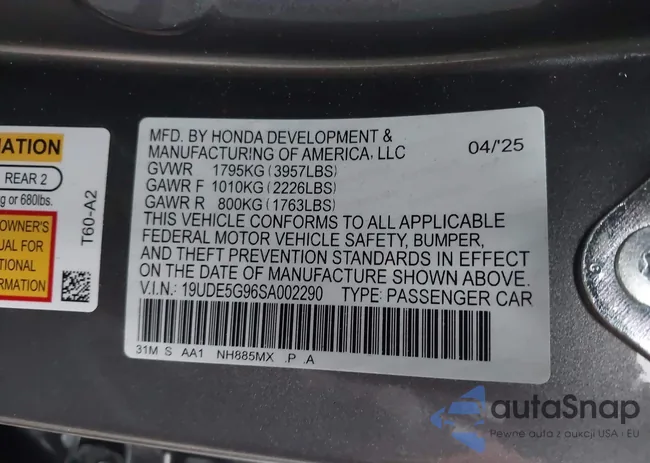 19UDE5G96SA002290: 43380052