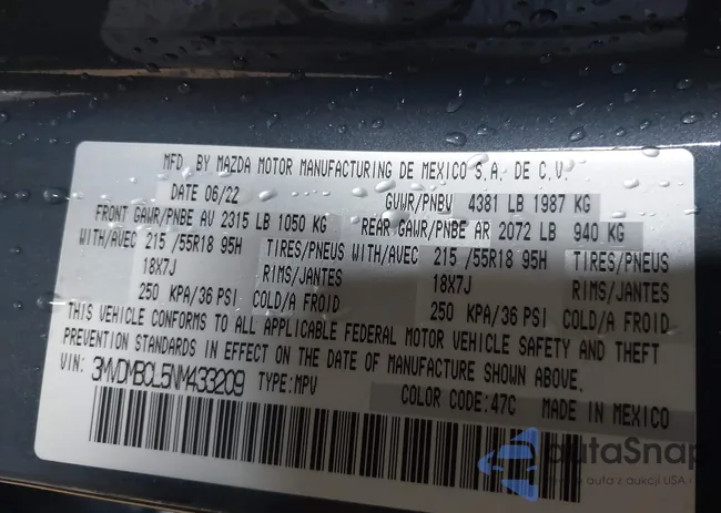 3MVDMBCL5NM433209: 43380063