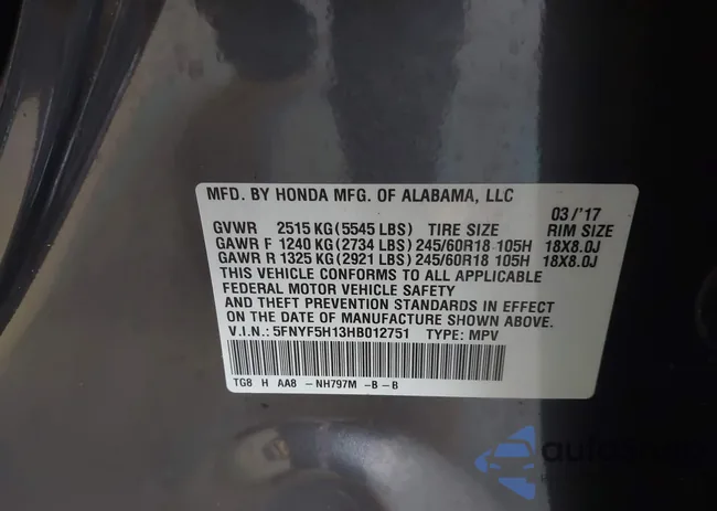 5FNYF5H13HB012751: 43380098