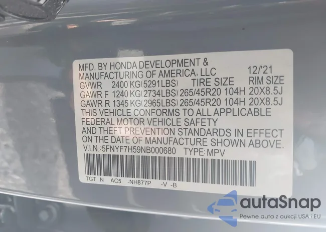 5FNYF7H59NB000680: 43380191