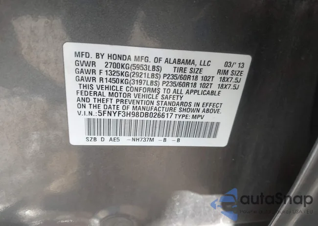 5FNYF3H98DB026617: 43379271