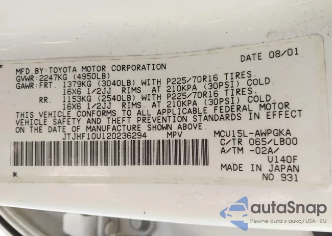 JTJHF10U120236294: 43379341