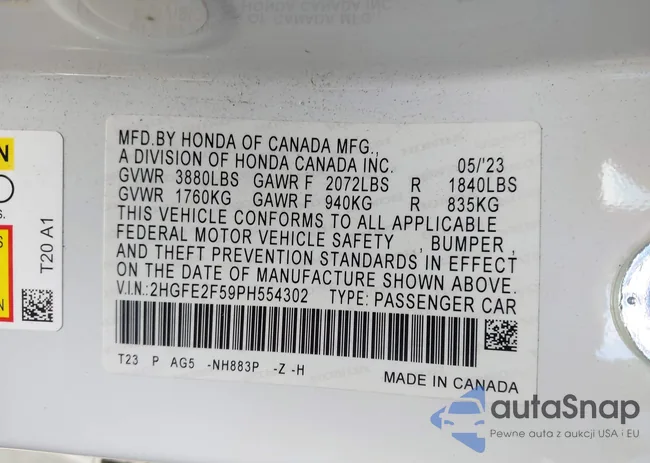 2HGFE2F59PH554302: 43379400