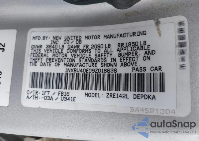 1NXBU40E09Z016636: 43379418