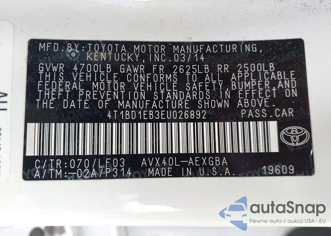 4T1BD1EB3EU026892: 43379542