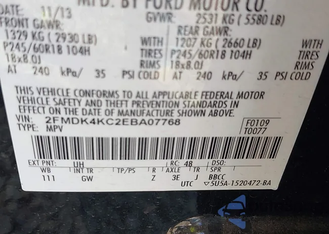 2FMDK4KC2EBA07768: 43379570