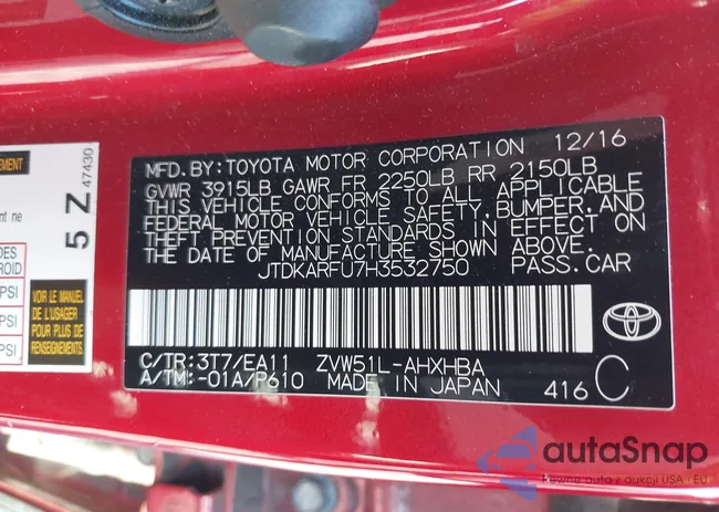 JTDKARFU7H3532750: 43379649