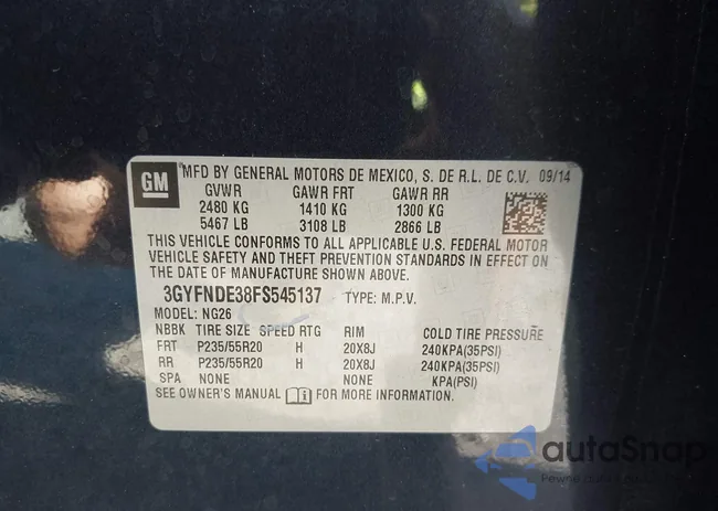 3GYFNDE38FS545137: 43380706