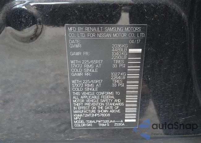 KNMAT2MT2HP578308: 43380710