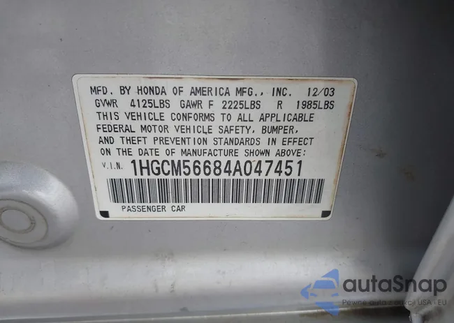 1HGCM56684A047451: 43380798