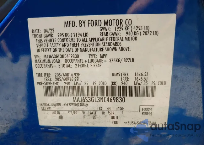 MAJ6S3GL3NC469830: 43380945