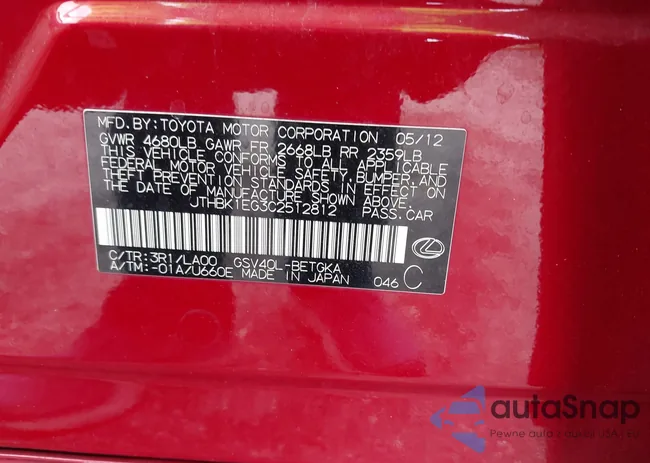 JTHBK1EG3C2512812: 43380973