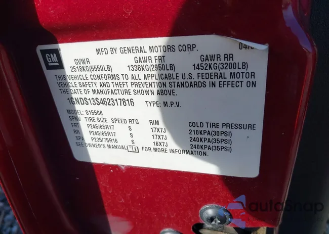 1GNDS13S462317816: 43381142