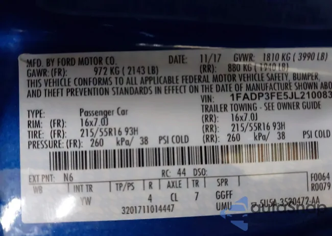 1FADP3FE5JL210083: 43380335