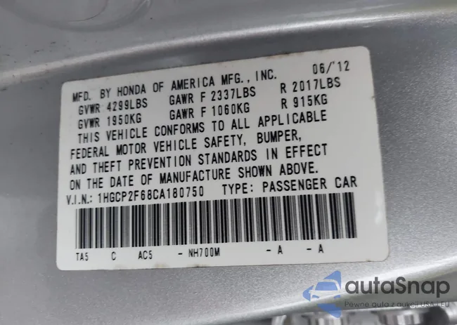 1HGCP2F68CA180750: 43380420