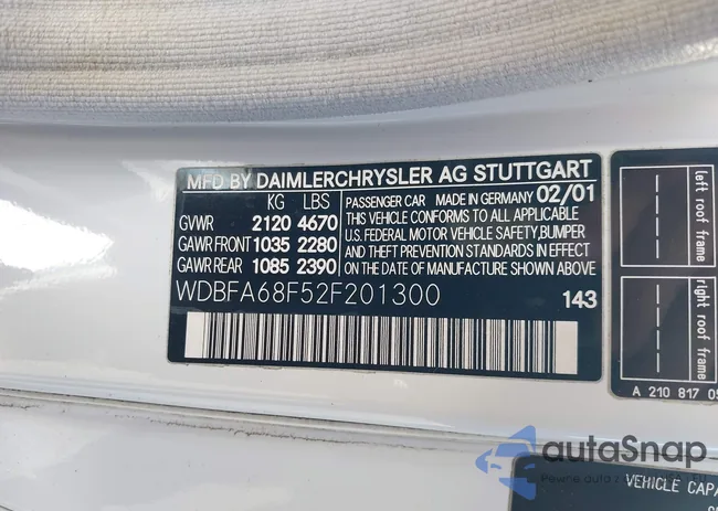 WDBFA68F52F201300: 43380616