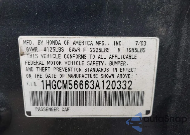 1HGCM56663A120332: 43381784