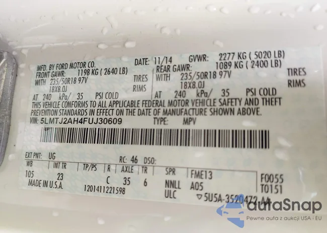 5LMTJ2AH4FUJ30609: 43381905