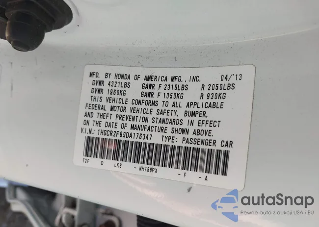 1HGCR2F89DA176347: 43381909