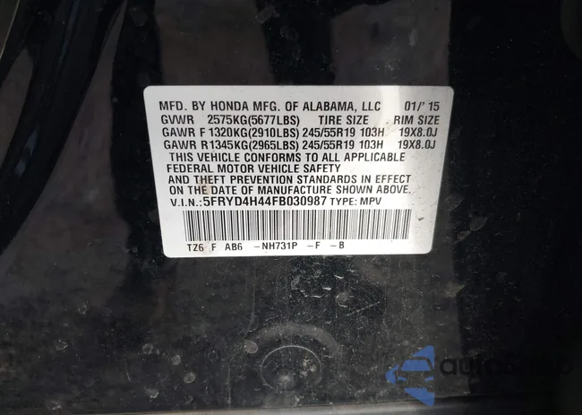 5FRYD4H44FB030987: 43382012