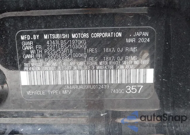 JA4ARUAU9RU012439: 43382073