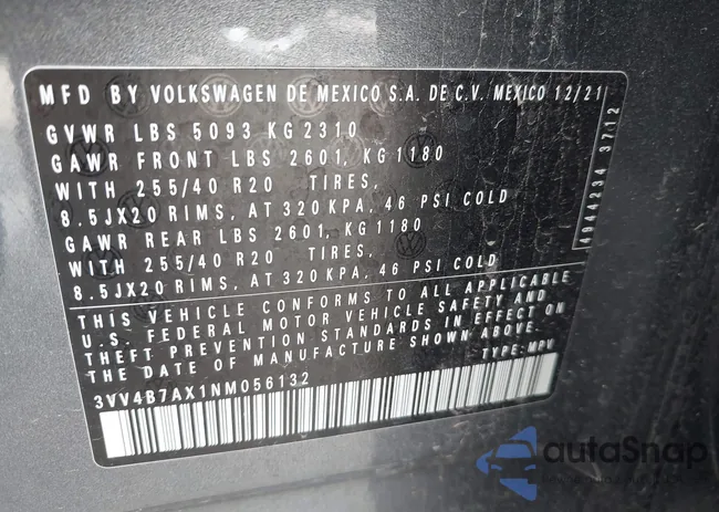 3VV4B7AX1NM056132: 43382124