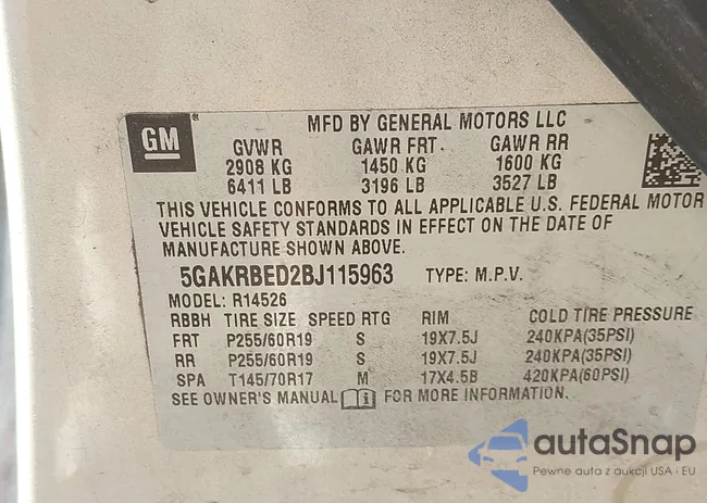 5GAKRBED2BJ115963: 43381310