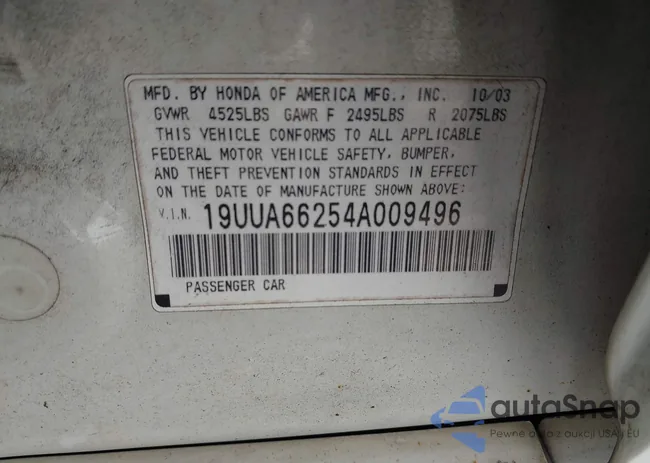 19UUA66254A009496: 43381348