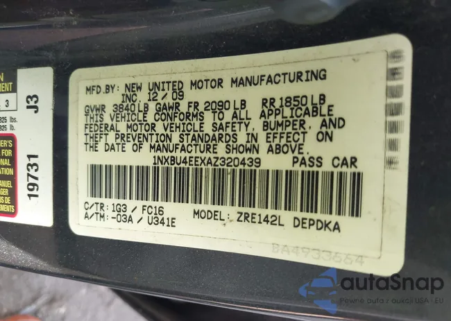 1NXBU4EEXAZ320439: 43381427