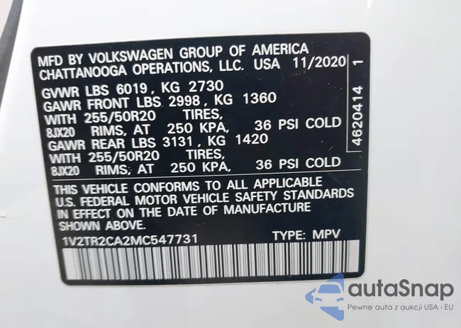 1V2TR2CA2MC547731: 43381553