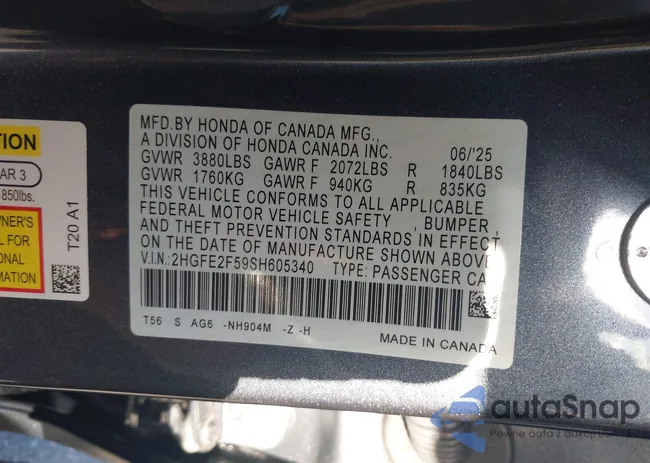 2HGFE2F59SH605340: 43382725