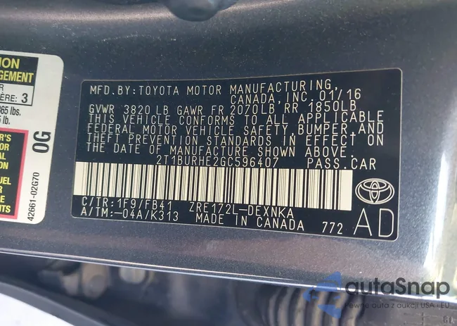 2T1BURHE2GC596407: 43382801