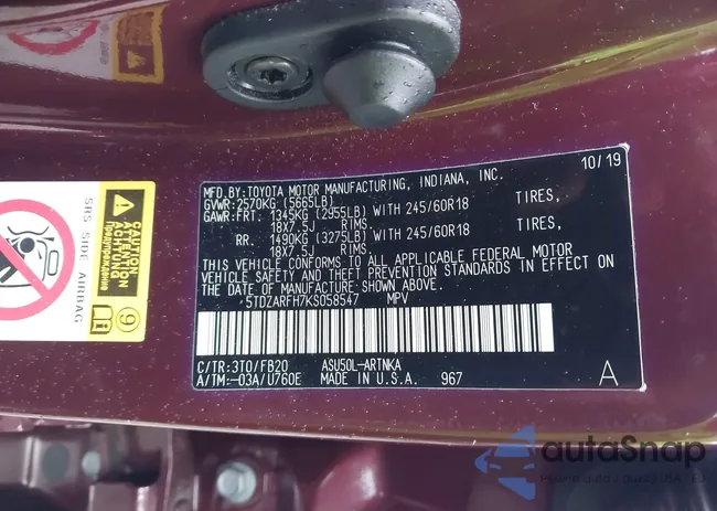 5TDZARFH7KS058547: 43382876