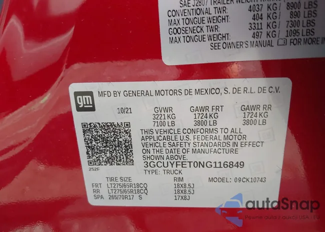 3GCUYFET0NG116849: 43382892