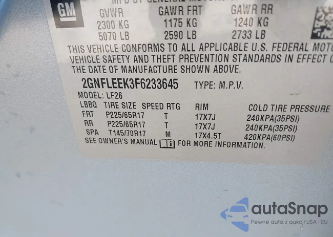 2GNFLEEK3F6233645: 43382973