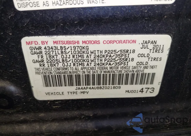 JA4AP4AU8BZ021809: 43383076