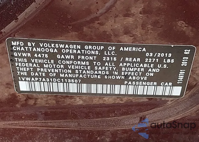 1VWAP7A31DC113507: 43383157
