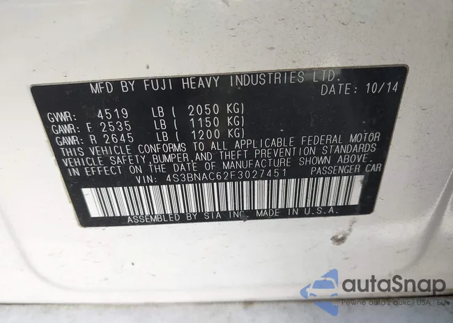 4S3BNAC62F3027451: 43383245