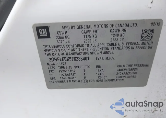 2GNFLEEK5F6283401: 43382328