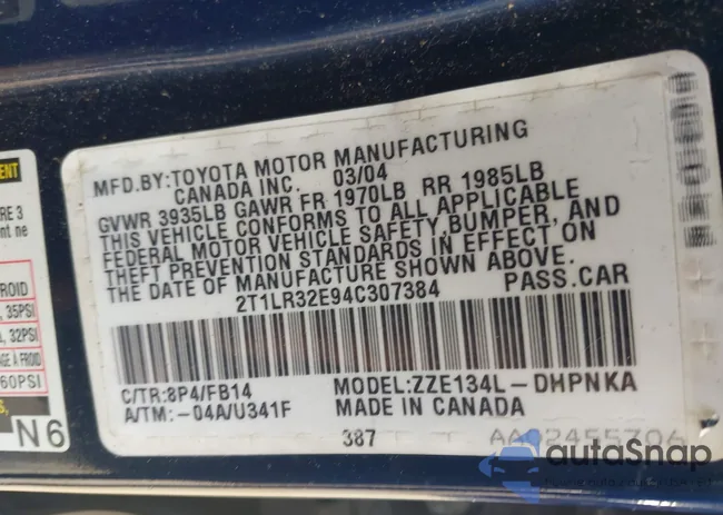 2T1LR32E94C307384: 43382398