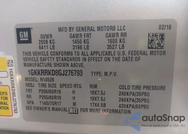 1GKKRRKD8GJ276793: 43382553