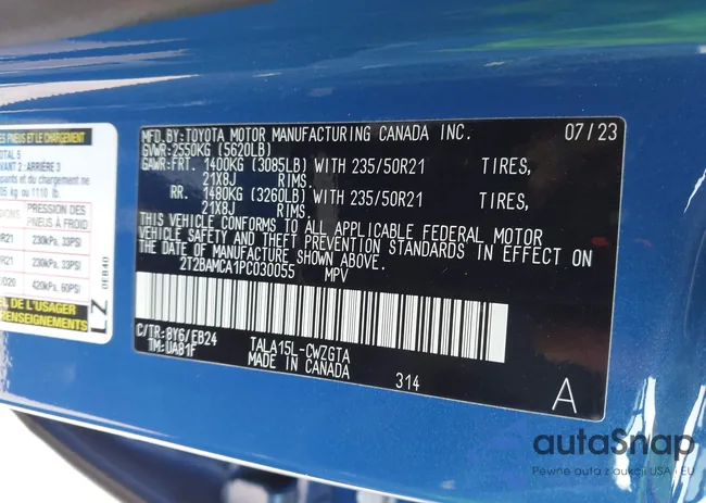 2T2BAMCA1PC030055: 43382644