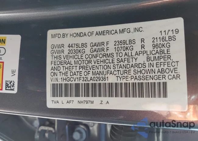 1HGCV1F32LA029361: 43383719