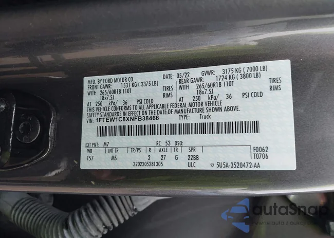 1FTEW1C8XNFB38466: 43383906