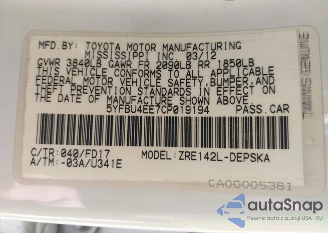 5YFBU4EE7CP019194: 43383950
