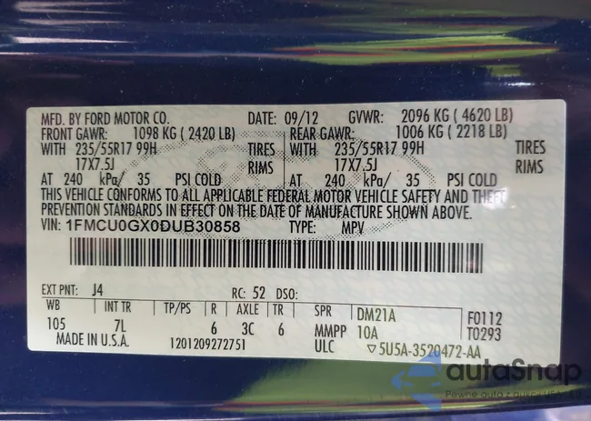 1FMCU0GX0DUB30858: 43383951