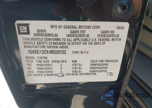 1GKEC13ZX4R320722: 43384014