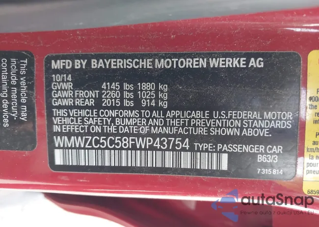 WMWZC5C58FWP43754: 43384025