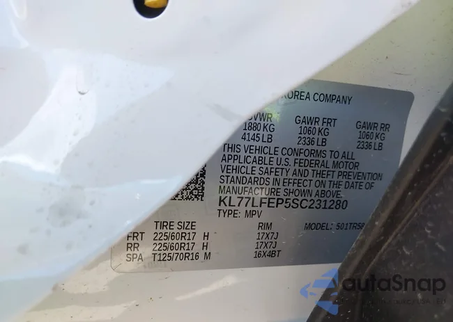 KL77LFEP5SC231280: 43384042